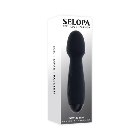 SELOPA - POWER TRIP RECHARGEABLE VIBRATING WAND SILICONE BLACK