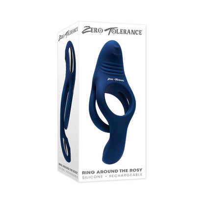 ZERO TOLERANCE - RING AROUND THE ROSY RECHARGEABLE VIBRATING DUAL C-RING SILICONE BLUE
