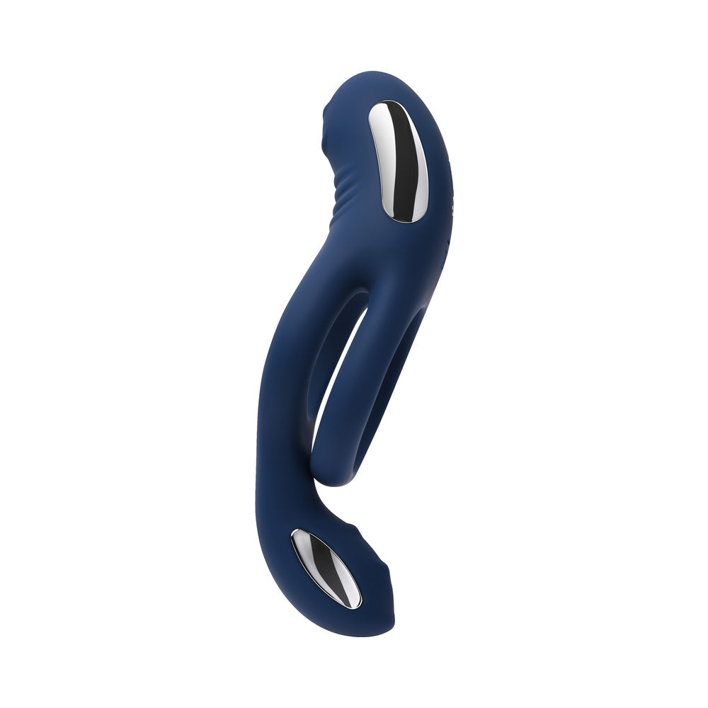 ZERO TOLERANCE - RING AROUND THE ROSY RECHARGEABLE VIBRATING DUAL C-RING SILICONE BLUE