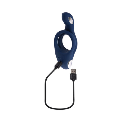 ZERO TOLERANCE - RING AROUND THE ROSY RECHARGEABLE VIBRATING DUAL C-RING SILICONE BLUE