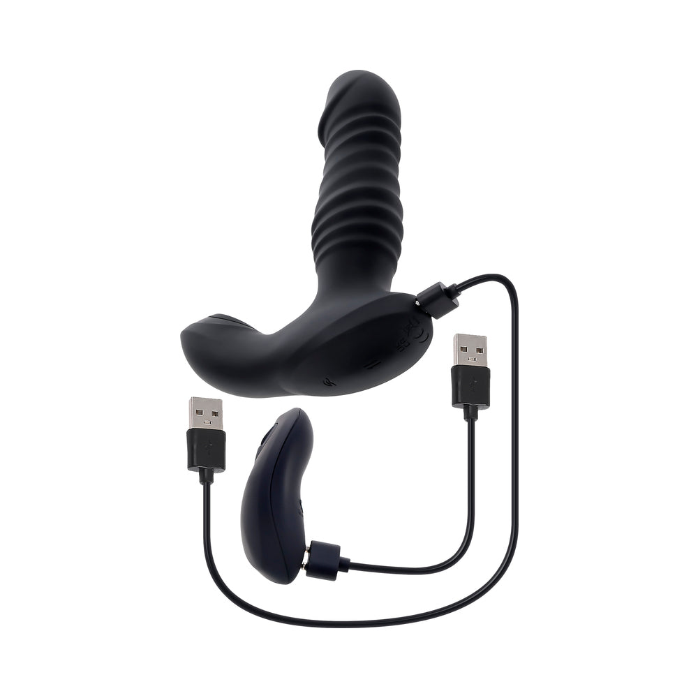 ZERO TOLERANCE - STRIKER RECHARGEABLE THRUSTING ANAL VIBE WITH REMOTE SILICONE BLACK