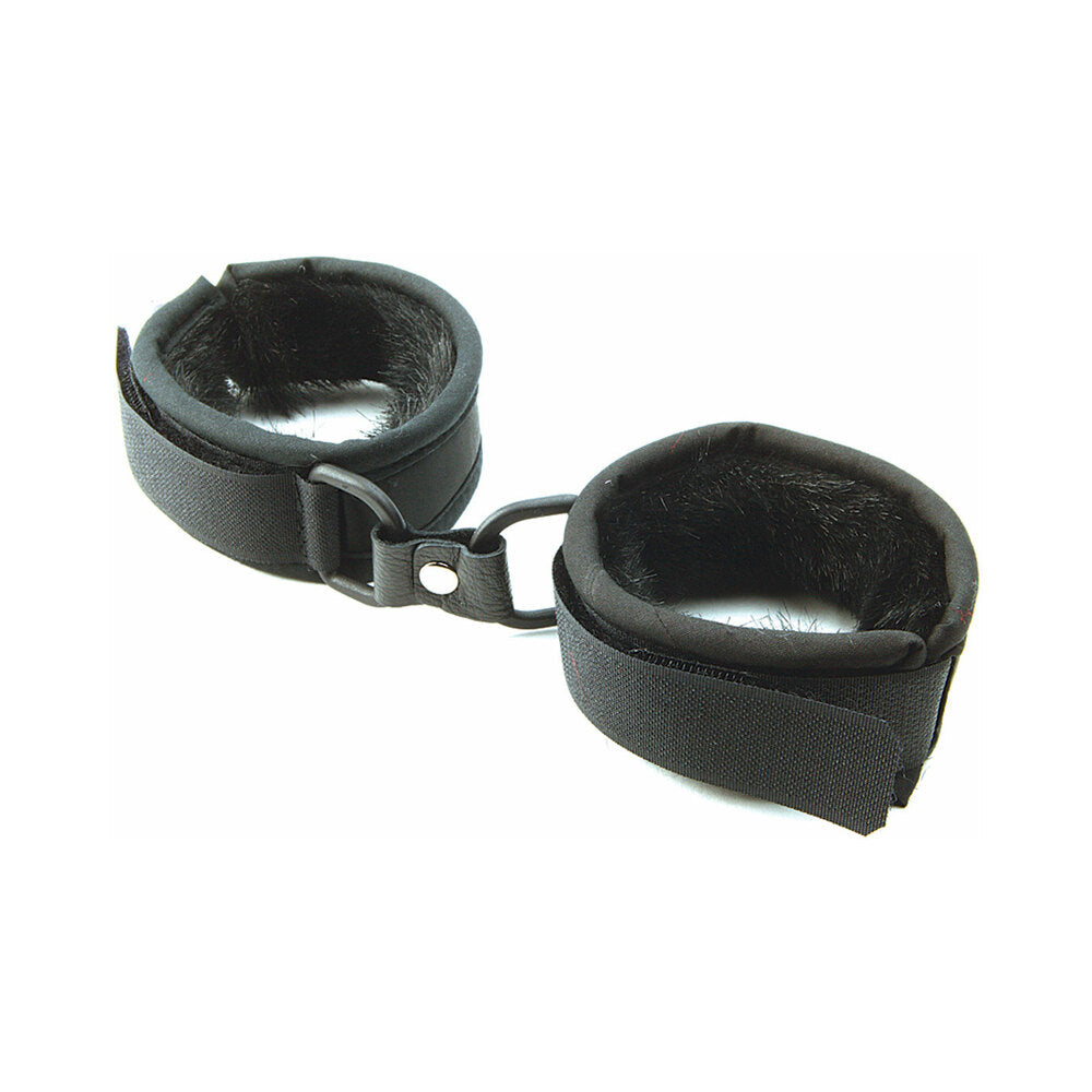 FOXTAILS - MINK FAUX FUR HANDCUFFS BLACK
