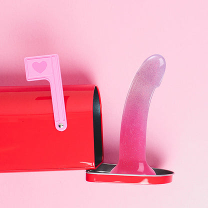 LOVELY PLANET - LOVE TO LOVE DILDOLLS SUNRISE 6 IN. SILICONE DILDO WITH MULTICOLOR STAR GLITTER PINK/PURPLE