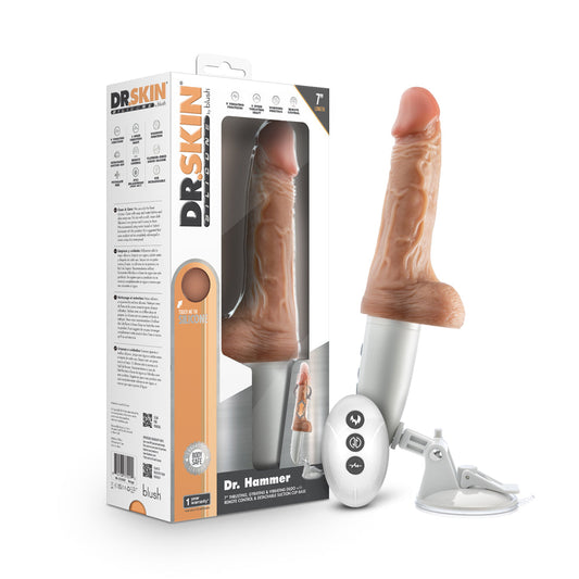 BLUSH - DR. SKIN SILICONE DR. HAMMER 7 IN. THRUSTING, GYRATING & VIBRATING DILDO BEIGE