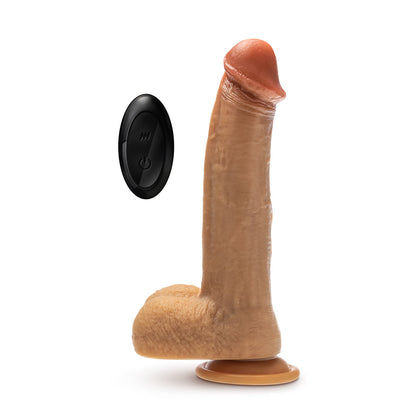 BLUSH - DR. SKIN SILICONE DR. PHILLIPS 8.5 POL. DILDO COM MOVIMENTOS DE PENETRAÇÃO, ROTAÇÃO E VIBRAÇÃO COM CONTROLO REMOTO COR TAN