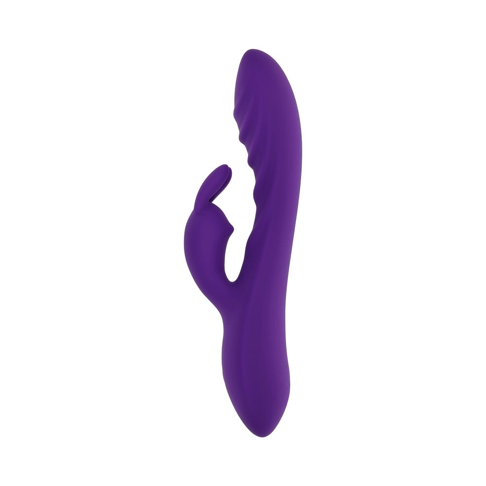 EVOLVED - WAVY RABBIT RECHARGEABLE DUAL STIMULATOR SILICONE PURPLE