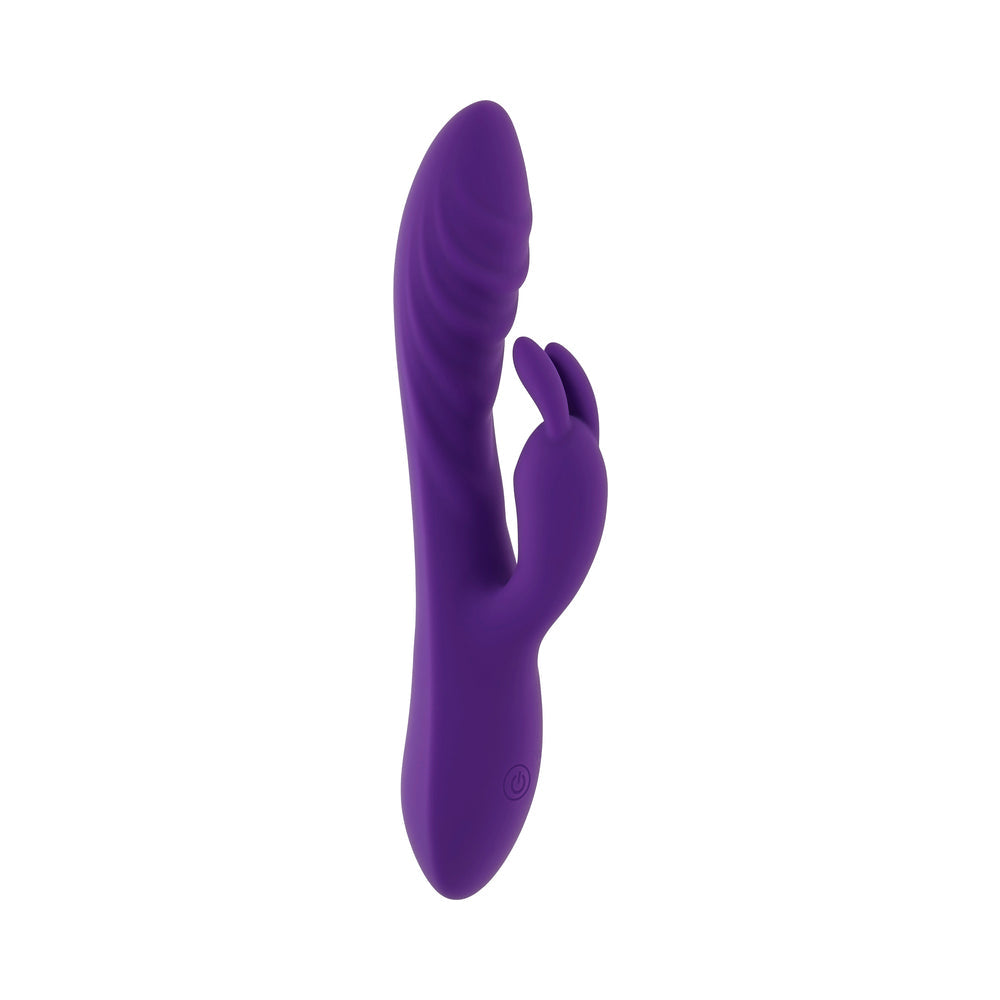 EVOLVED - WAVY RABBIT RECHARGEABLE DUAL STIMULATOR SILICONE PURPLE