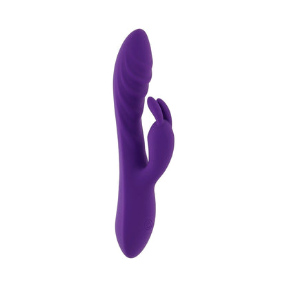 EVOLVED - WAVY RABBIT RECHARGEABLE DUAL STIMULATOR SILICONE PURPLE