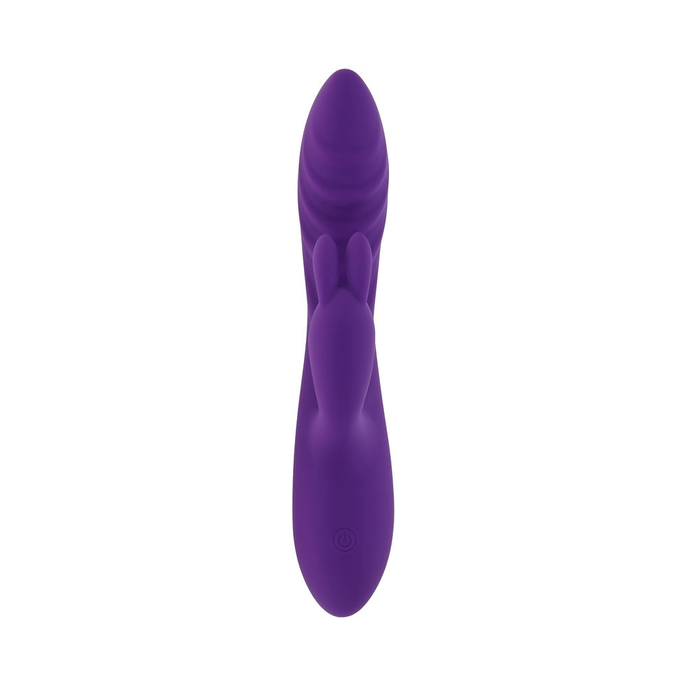 EVOLVED - WAVY RABBIT RECHARGEABLE DUAL STIMULATOR SILICONE PURPLE