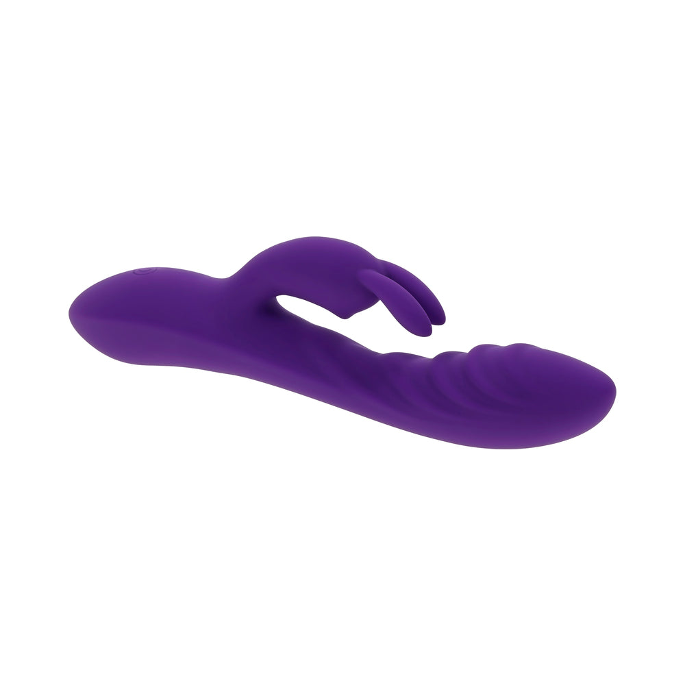 EVOLVED - WAVY RABBIT RECHARGEABLE DUAL STIMULATOR SILICONE PURPLE