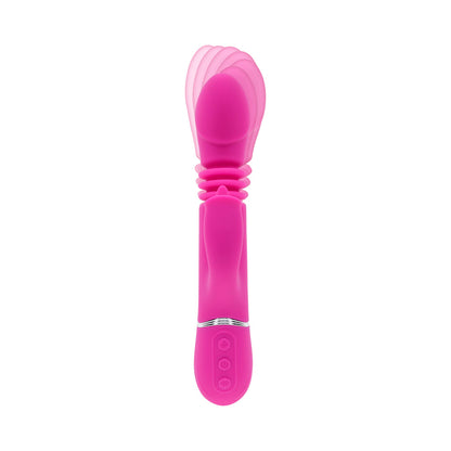 EVOLVED - PINK DRAGON RECHARGEABLE THRUSTING DUAL STIMULATOR SILICONE PINK