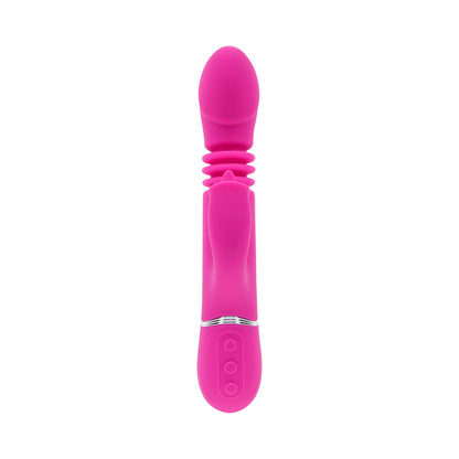 EVOLVED - PINK DRAGON RECHARGEABLE THRUSTING DUAL STIMULATOR SILICONE PINK