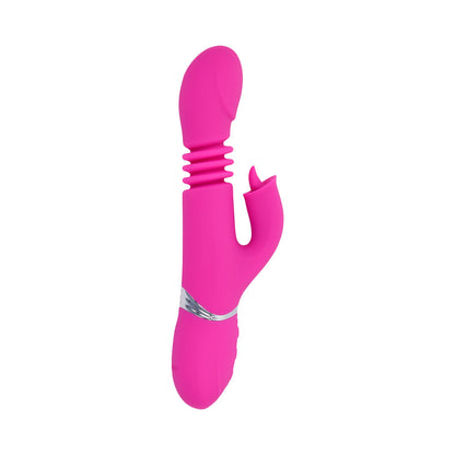 EVOLVED - PINK DRAGON RECHARGEABLE THRUSTING DUAL STIMULATOR SILICONE PINK