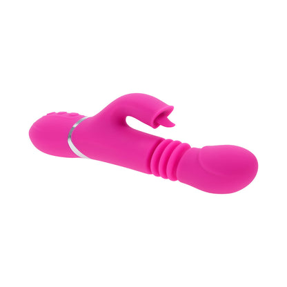 EVOLVED - PINK DRAGON RECHARGEABLE THRUSTING DUAL STIMULATOR SILICONE PINK