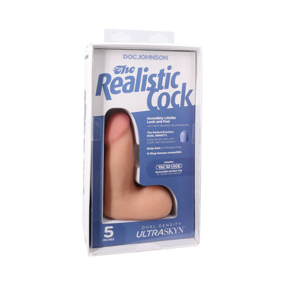 DOC JOHNSON - THE REALISTIC COCK 5 IN. ULTRASKYN VAC U LOCK DILDO WITH BALLS