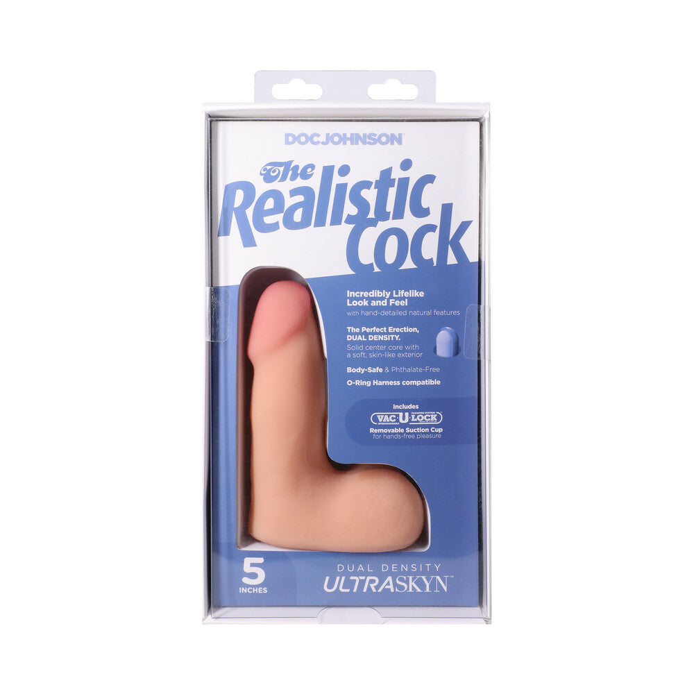DOC JOHNSON - THE REALISTIC COCK 5 IN. ULTRASKYN VAC U LOCK DILDO WITH BALLS