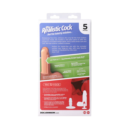 DOC JOHNSON - THE REALISTIC COCK 5 IN. ULTRASKYN VAC U LOCK DILDO WITH BALLS