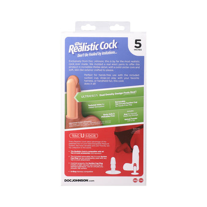 DOC JOHNSON - THE REALISTIC COCK 5 IN. ULTRASKYN VAC U LOCK DILDO WITH BALLS