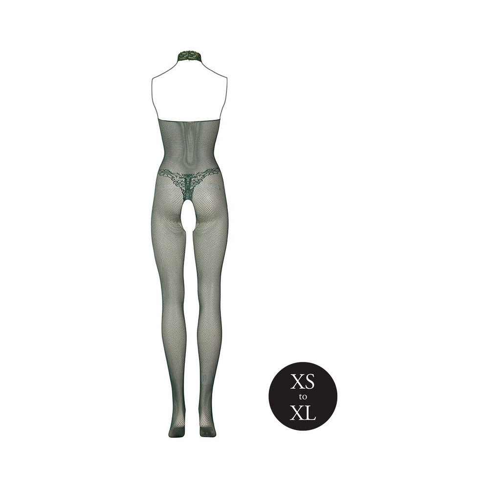 SHOTS - LE DESIR FISHNET AND LACE BODYSTOCKING MIDNIGHT GREEN O/S