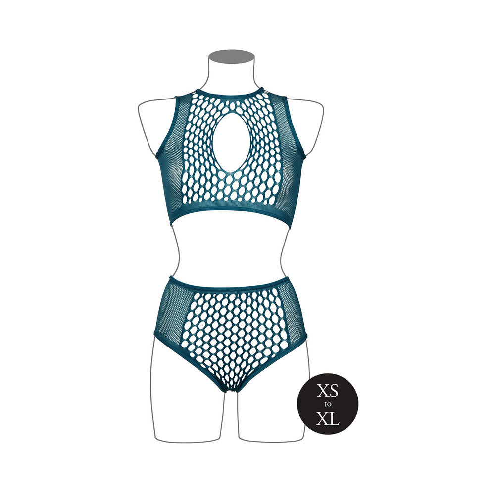 SHOTS - LE DESIR DUO NET KEY-HOLE BRA SET OCEAN DEEP O/S