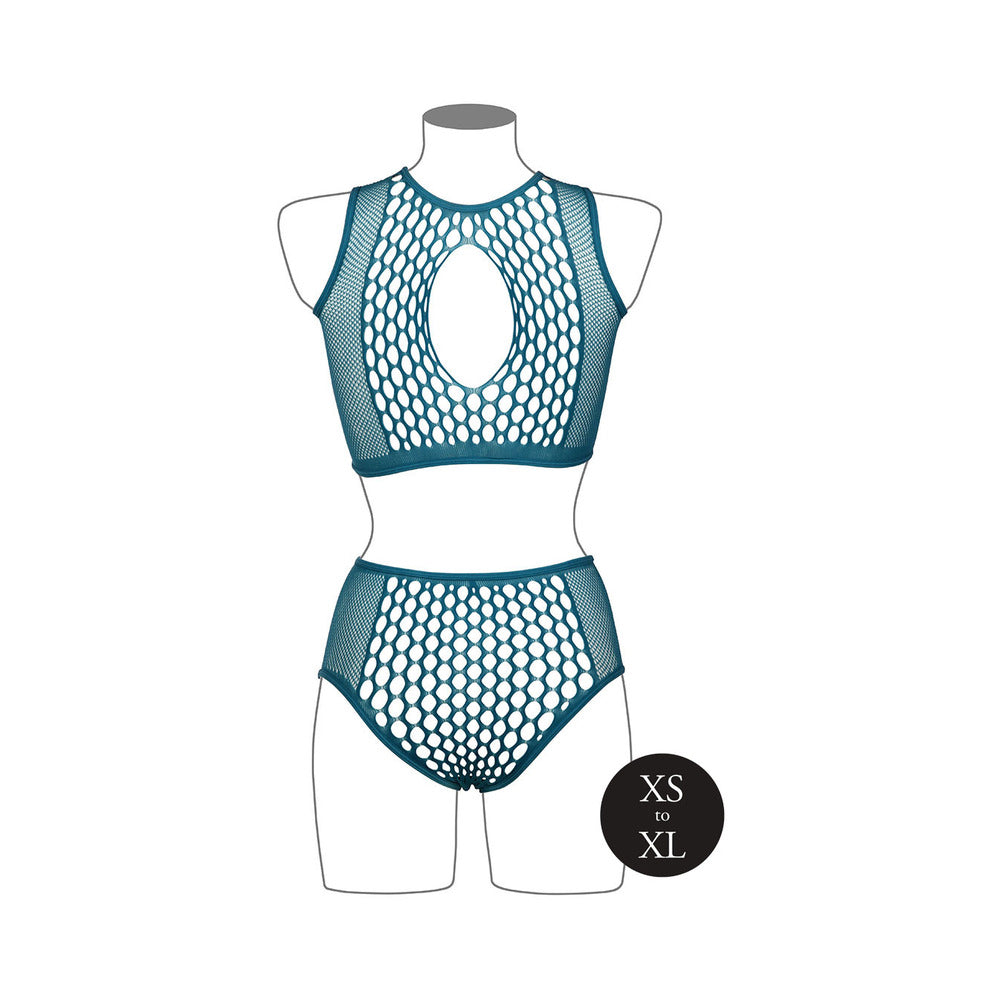 SHOTS - LE DESIR DUO NET KEY-HOLE BRA SET OCEAN DEEP O/S