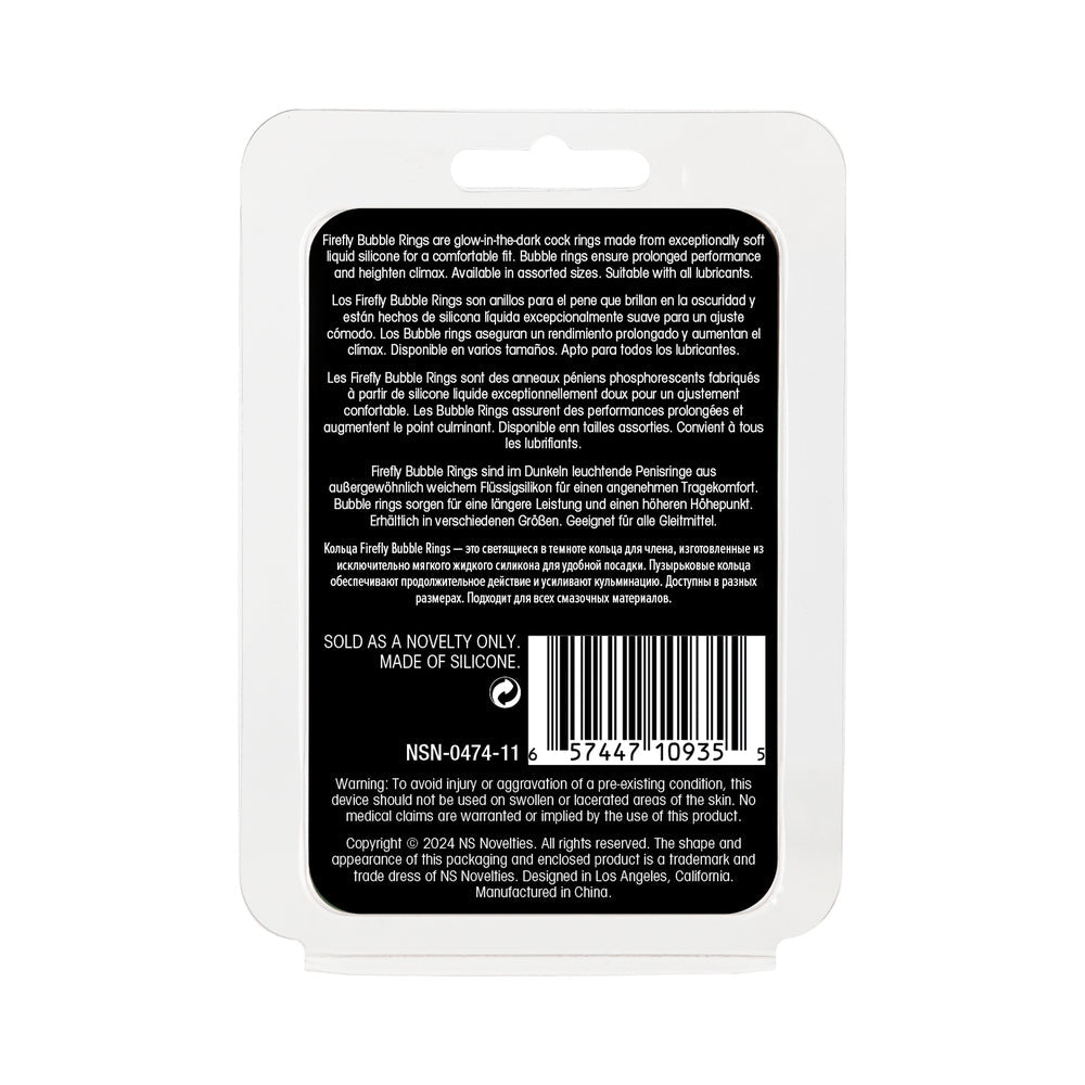 NS NOVELTIES - FIREFLY BUBBLE RING SMALL GLOW-IN-THE-DARK COCK RING WHITE