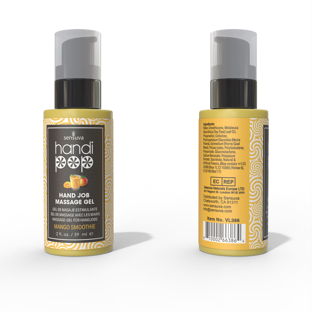 SENSUVA - GEL DE MASSAGEM COMESTÍVEL PARA MASTURBAÇÃO HANDIPOP MANGO SMOOTHIE 2 OZ.