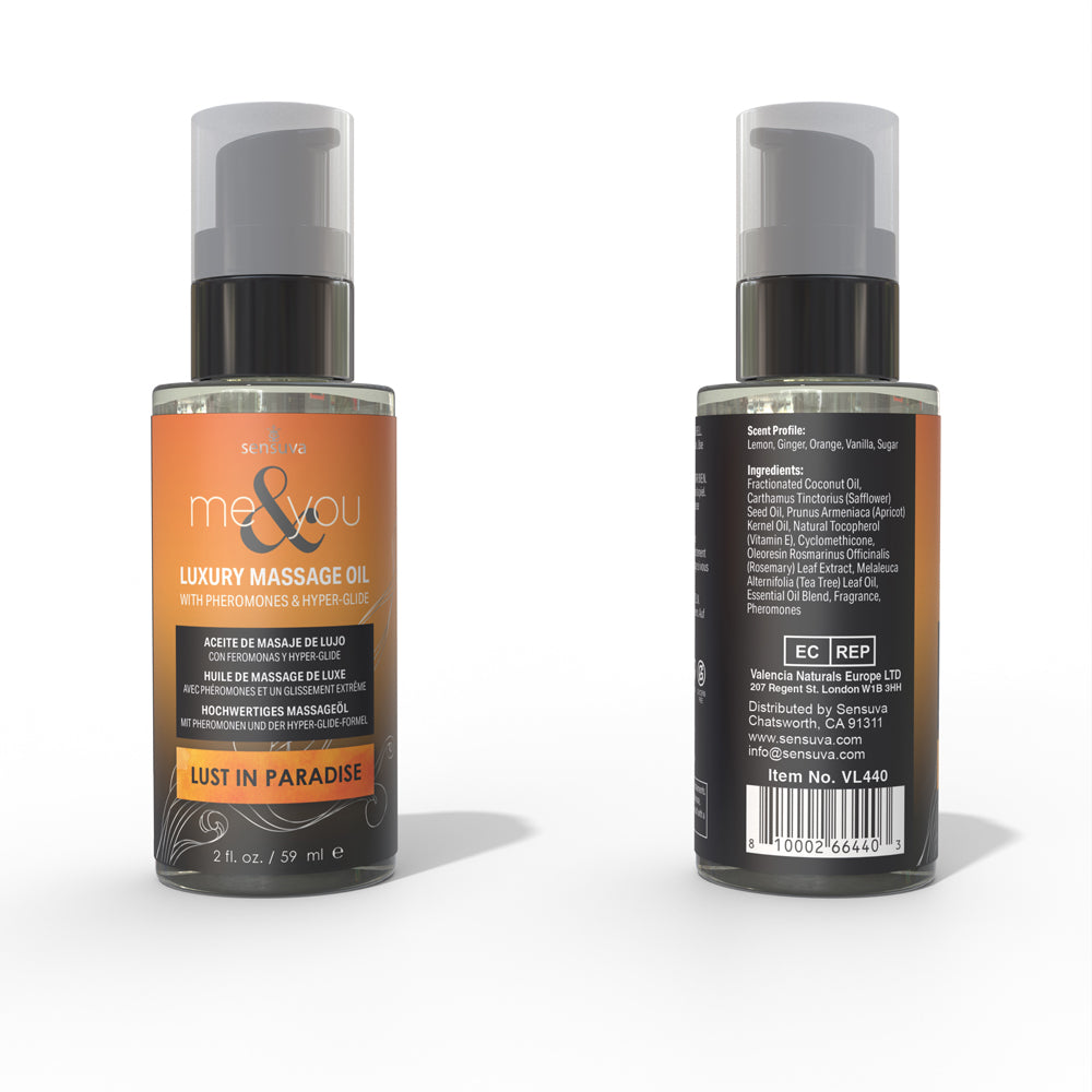 SENSUVA - ME & YOU PHEROMONE-INFUSED LUXURY MASSAGE OIL LUST IN PARADISE 2 OZ.