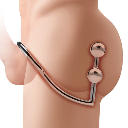 ELECTRIC EEL - BLUE LINE 2 BEAD STAINLESS STEEL ANAL HOOK & COCK RING