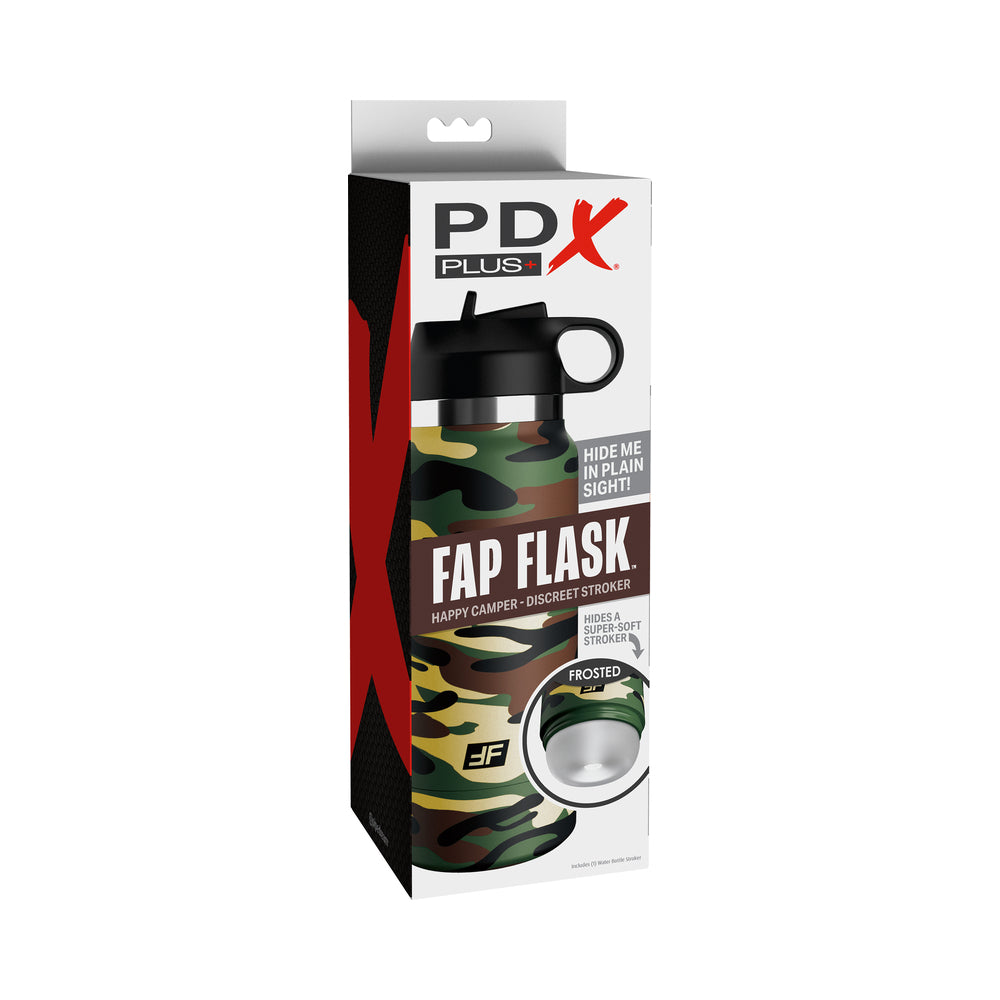 PDX BRANDS - PDX PLUS FAP FLASK HAPPY CAMPER DISCREET STROKER CAMO FROSTED