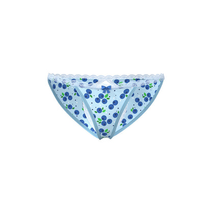MAGIC SILK - SWEET TREATS SPLIT BACK & CROTCHLESS PANTY WITH BLUEBERRY LUBE L/XL