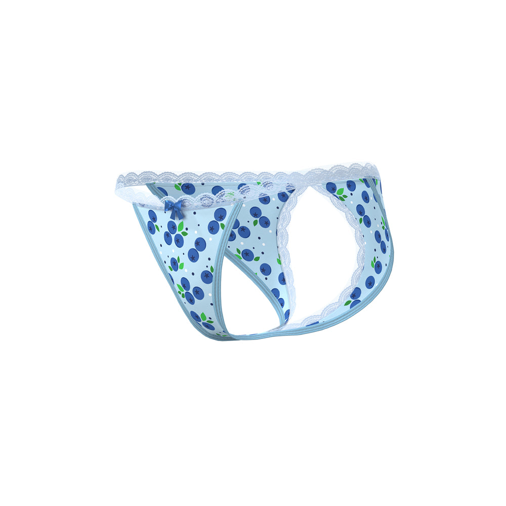 MAGIC SILK - SWEET TREATS SPLIT BACK & CROTCHLESS PANTY WITH BLUEBERRY LUBE L/XL