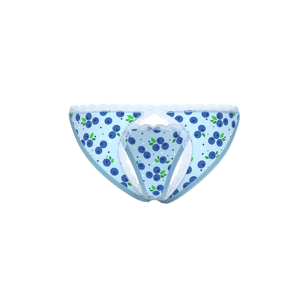 MAGIC SILK - SWEET TREATS SPLIT BACK & CROTCHLESS PANTY WITH BLUEBERRY LUBE L/XL