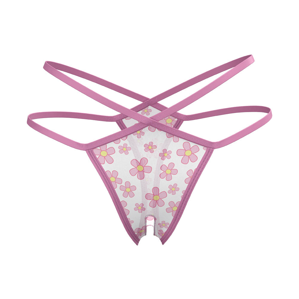 MAGIC SILK - DAISY SPLIT CROTCH THONG DAISY PRINT S/M