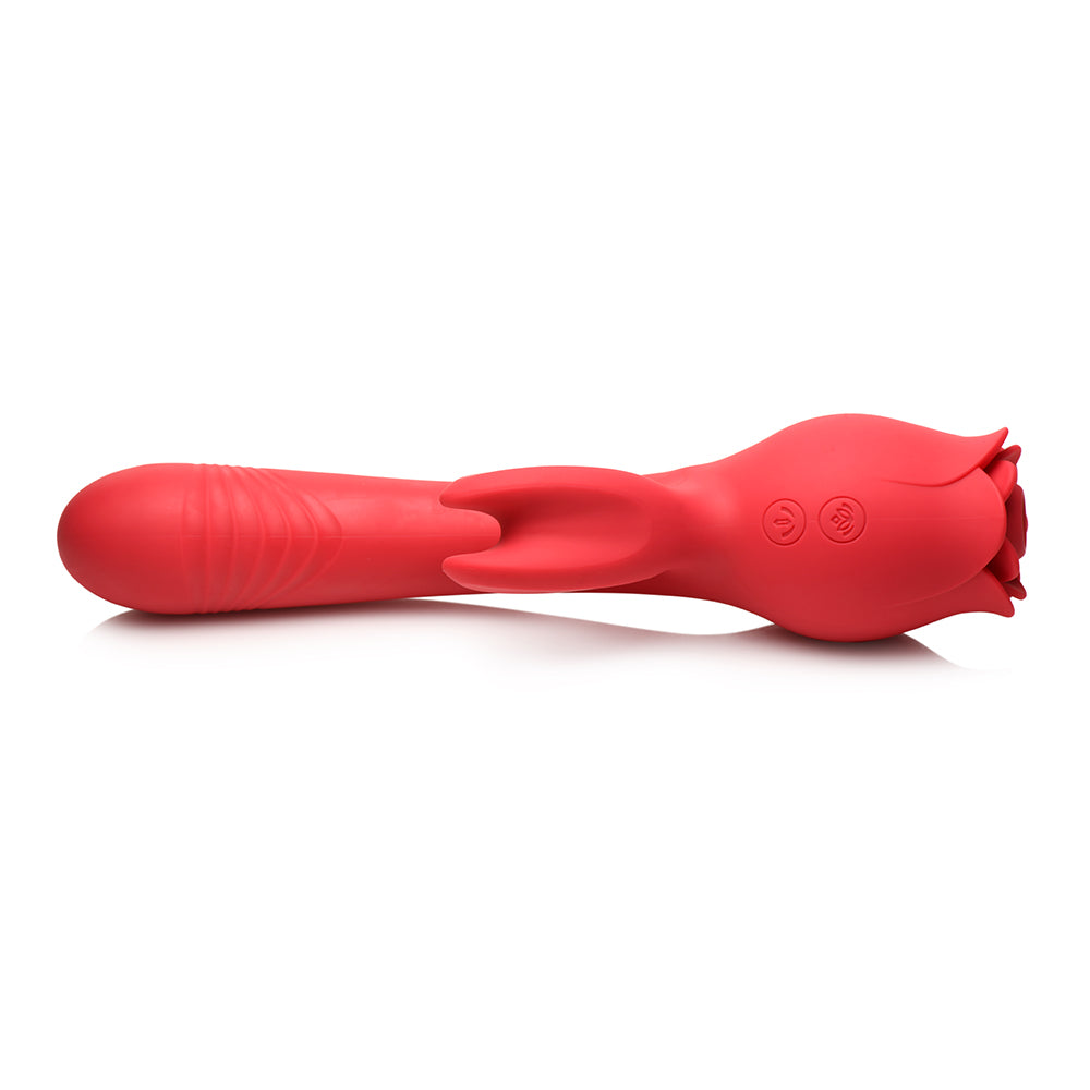 XR BRANDS - BLOOMGASM BLOOMING BUNNY SUCKING & THRUSTING SILICONE RABBIT VIBRATOR