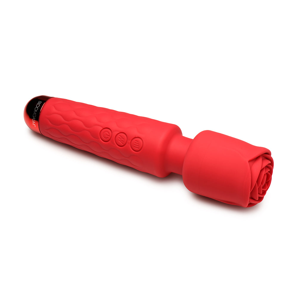XR BRANDS - BLOOMGASM PLEASURE ROSE 10X SILICONE WAND WITH ROSE ATTACHMENT