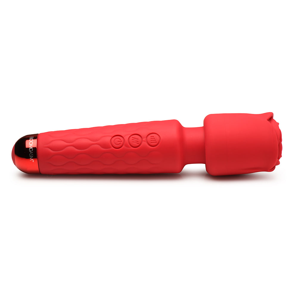 XR BRANDS - BLOOMGASM PLEASURE ROSE 10X SILICONE WAND WITH ROSE ATTACHMENT