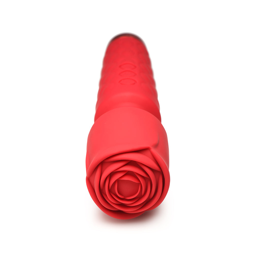 XR BRANDS - BLOOMGASM PLEASURE ROSE 10X SILICONE WAND WITH ROSE ATTACHMENT
