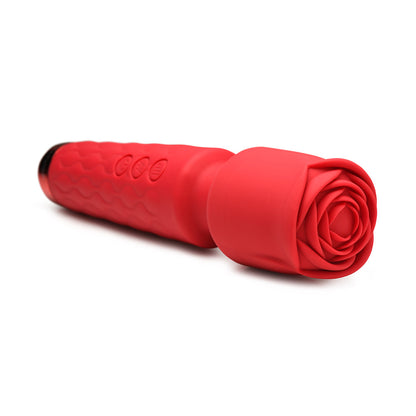 XR BRANDS - BLOOMGASM PLEASURE ROSE 10X SILICONE WAND WITH ROSE ATTACHMENT