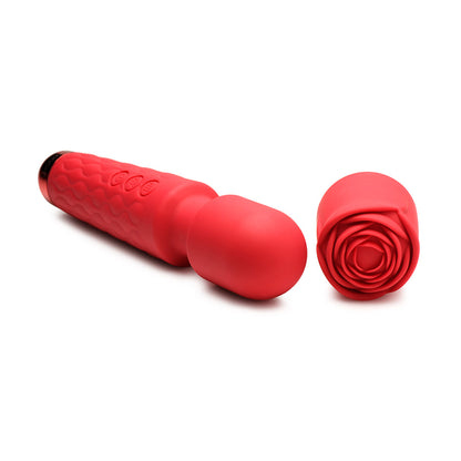 XR BRANDS - BLOOMGASM PLEASURE ROSE 10X SILICONE WAND WITH ROSE ATTACHMENT