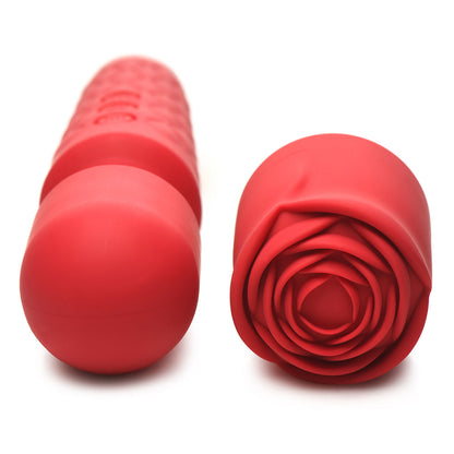 XR BRANDS - BLOOMGASM PLEASURE ROSE 10X SILICONE WAND WITH ROSE ATTACHMENT