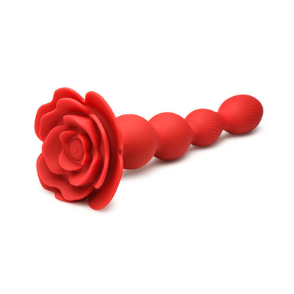 XR BRANDS - BLOOMGASM ROSE TWIRL 10X VIBRATING & ROTATING SILICONE ANAL BEADS