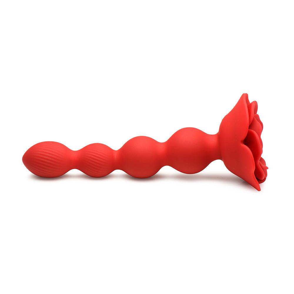 XR BRANDS - BLOOMGASM ROSE TWIRL 10X VIBRATING & ROTATING SILICONE ANAL BEADS