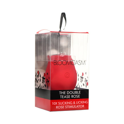XR BRANDS - BLOOMGASM THE DOUBLE TEASE ROSE ESTIMULADOR EM FORMA DE ROSA COM 10 FUNÇÕES DE SUCÇÃO E LAMBEDURA