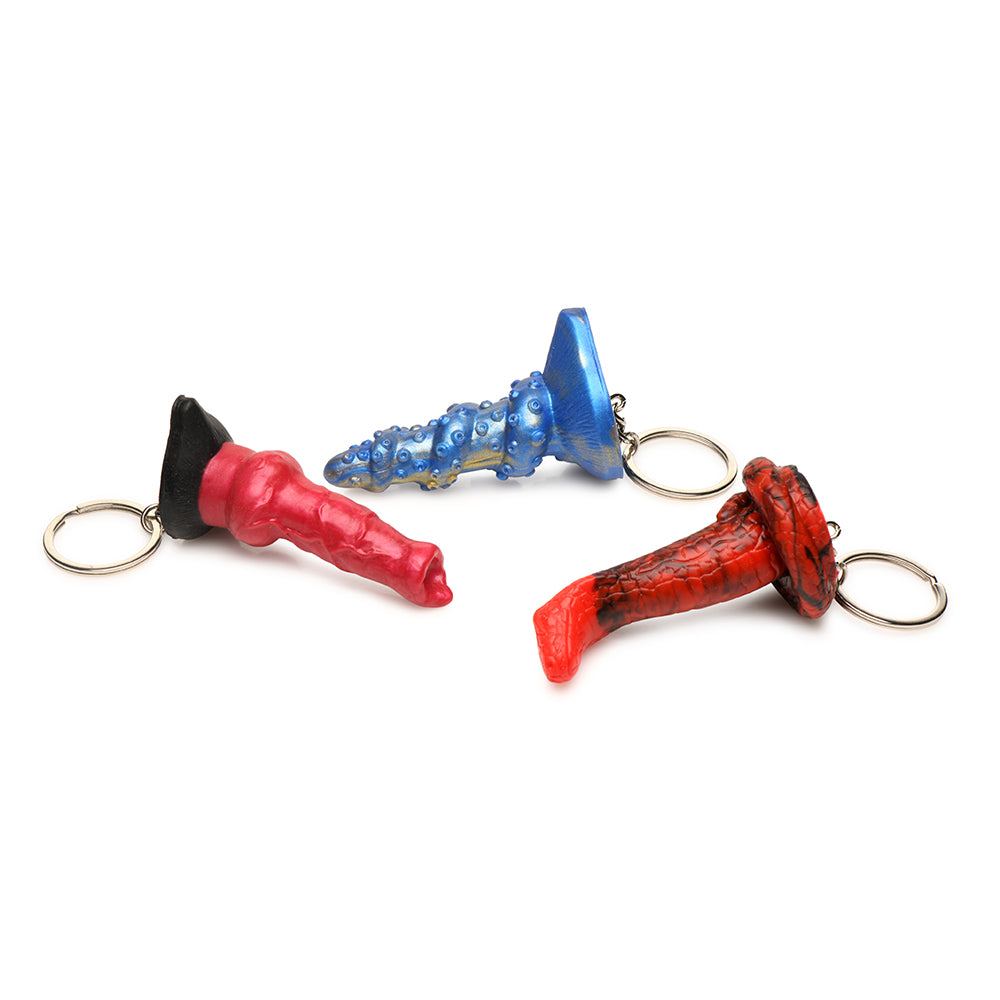 XR BRANDS - CREATURE COCKS HELL-HOUND, LORD KRAKEN & KING COBRA SILICONE KEYCHAIN SET