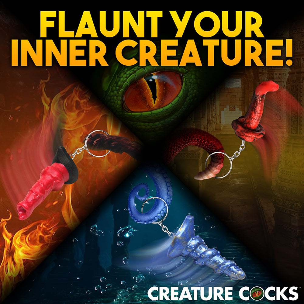 XR BRANDS - CREATURE COCKS HELL-HOUND, LORD KRAKEN & KING COBRA SILICONE KEYCHAIN SET