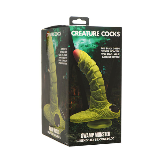 XR BRANDS - CREATURE COCKS SWAMP MONSTER GREEN SCALY SILICONE DILDO