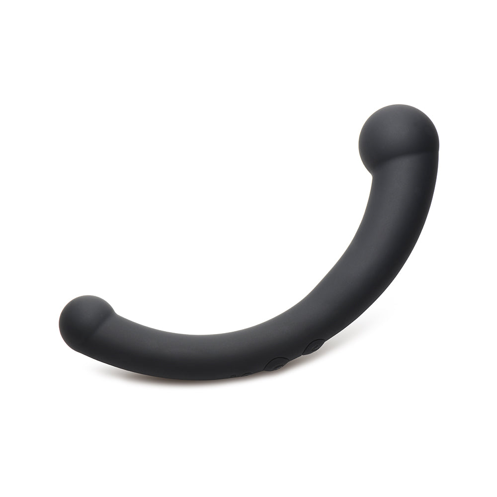 XR BRANDS - MASTER SERIES 10X VIBRA-CRESCENT DILDO VIBRATÓRIO DE SILICONE COM DUPLA EXTREMIDADE PRETO