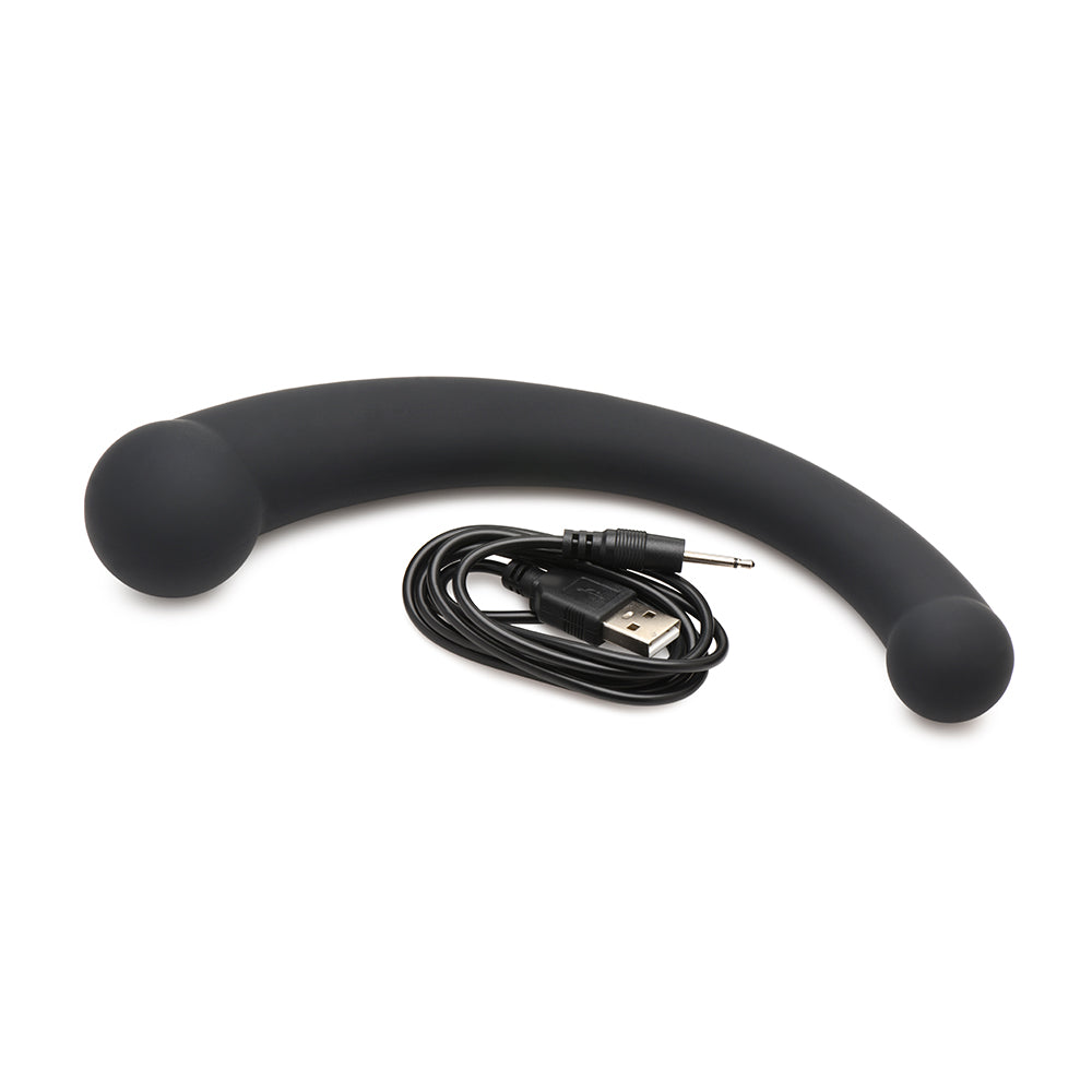 XR BRANDS - MASTER SERIES 10X VIBRA-CRESCENT DILDO VIBRATÓRIO DE SILICONE COM DUPLA EXTREMIDADE PRETO