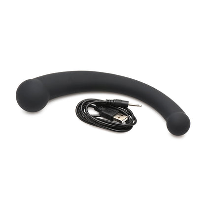 XR BRANDS - MASTER SERIES 10X VIBRA-CRESCENT DILDO VIBRATÓRIO DE SILICONE COM DUPLA EXTREMIDADE PRETO